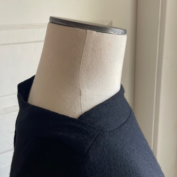 Vintage 1960’s Black Wool Wiggle Dress w Back Metal Zipper, Slash Neck & Pocket - Picture 7 of 16